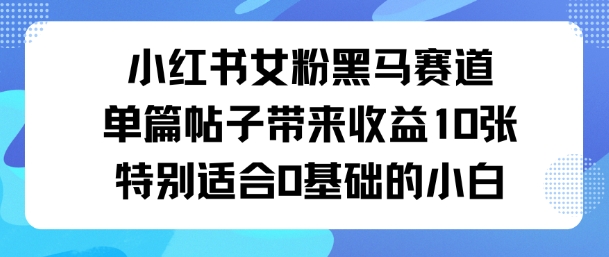 小红书女粉黑马赛道单篇帖子带来收益1k+,特别适合0基础的小白-合创团队